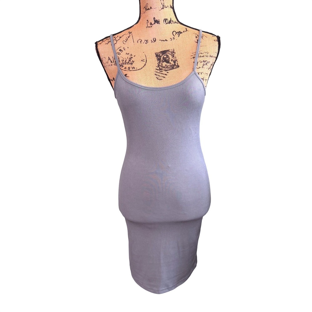 Romwe Ribbed Bodycon Dress Muted Teal Spaghetti Strap‎ Scoop Neck Small US 4